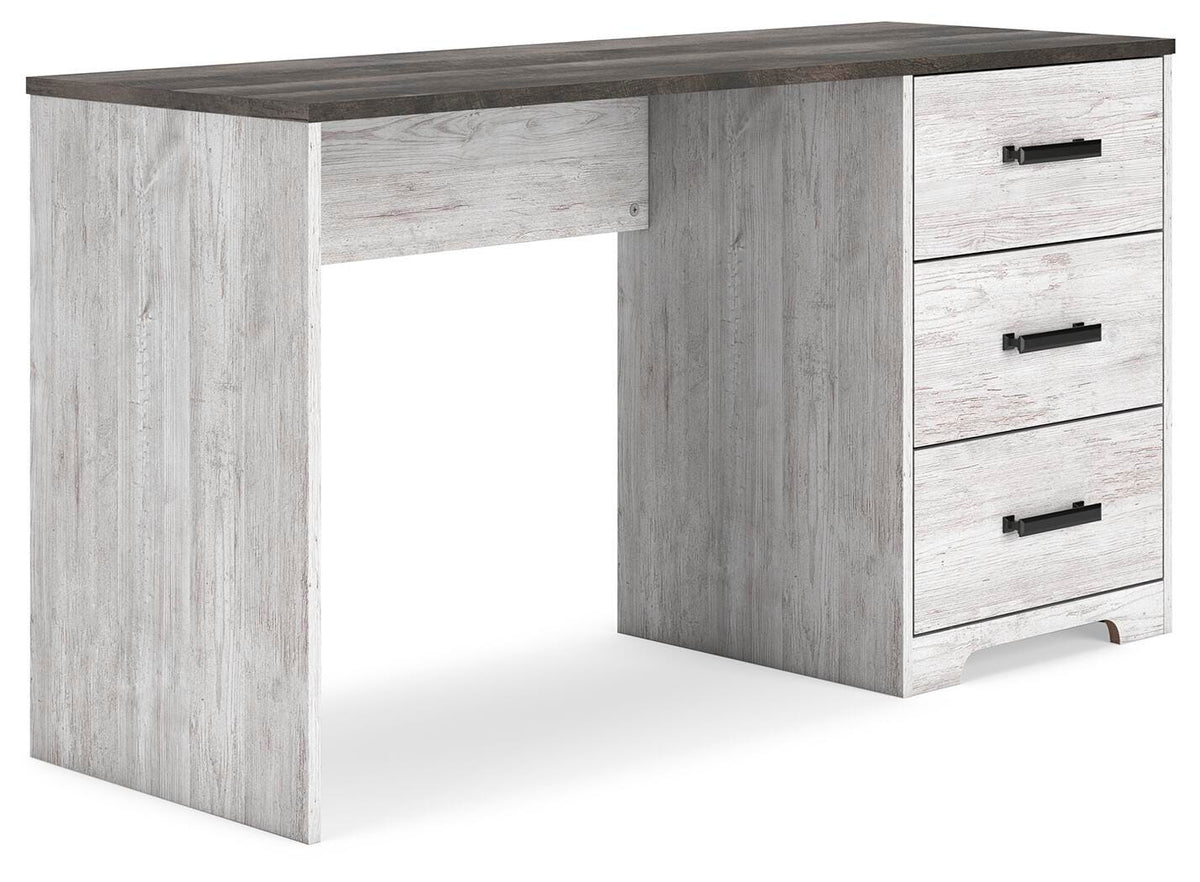 Shawburn 54" Home Office Desk in White/Dark Charcoal Gray, angle view
