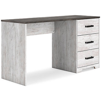Shawburn 54" Home Office Desk in White/Dark Charcoal Gray, angle view