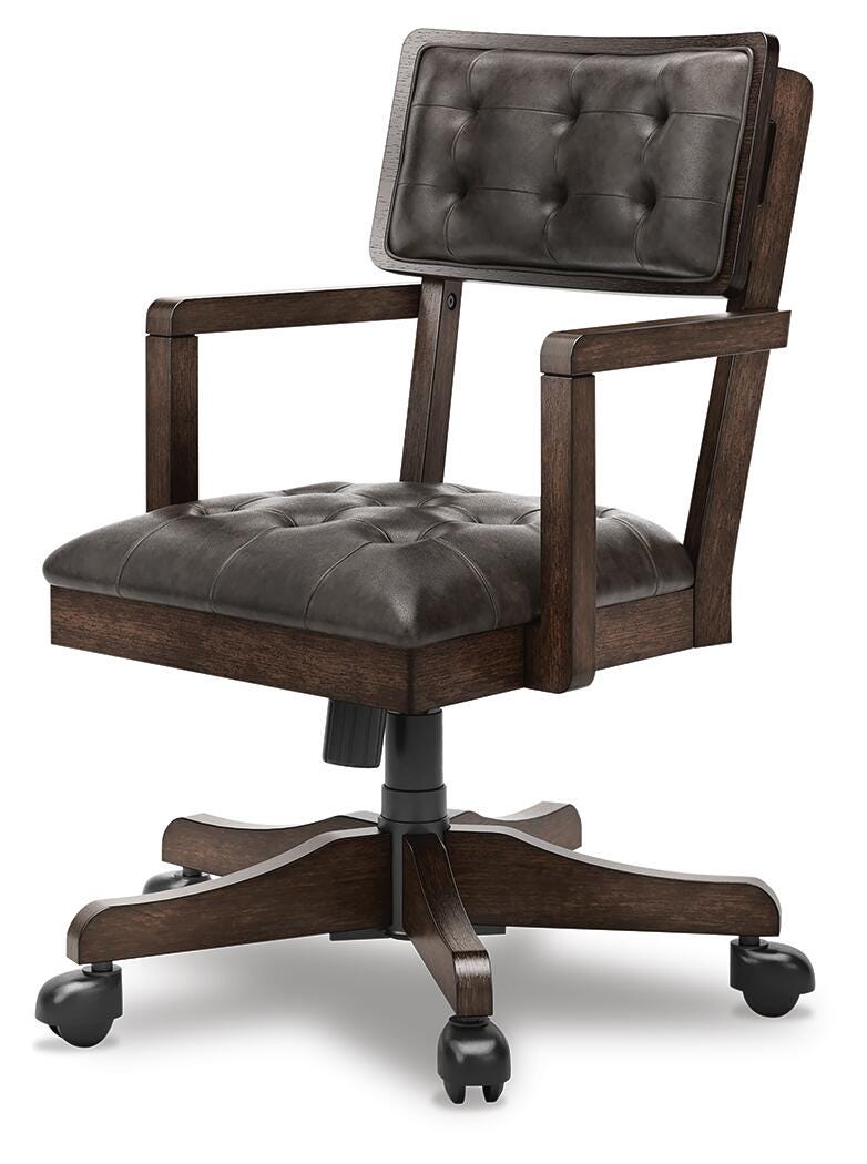 Breckington Home Office Desk Chair in Dark Brown, angle view