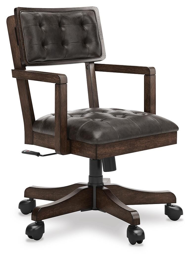 Breckington Home Office Desk Chair in Dark Brown, angle view