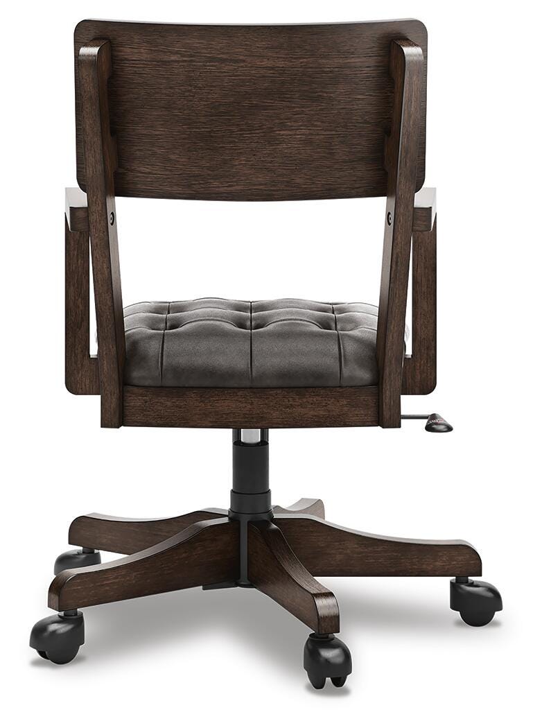 Breckington Home Office Desk Chair in Dark Brown, back view