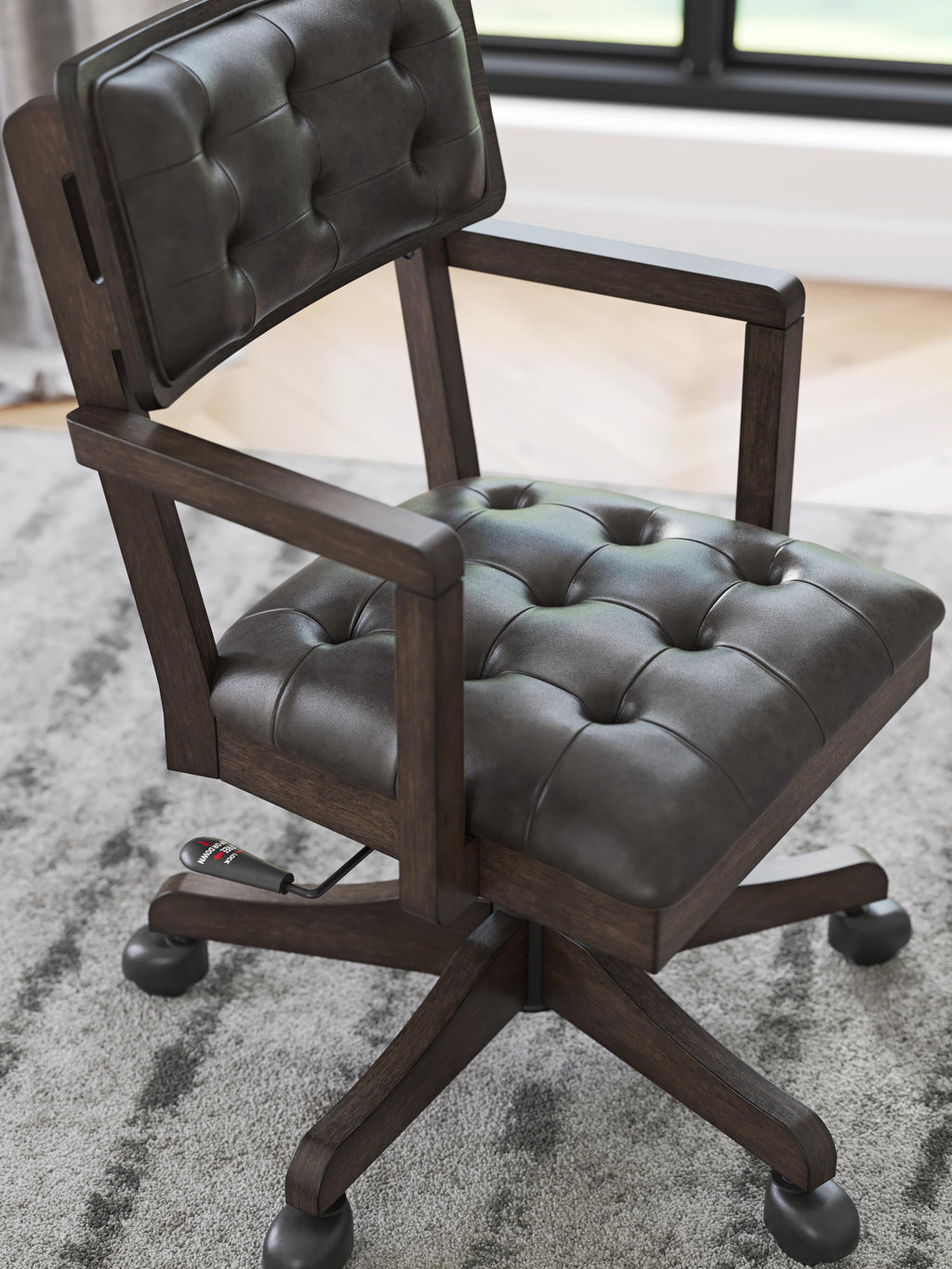Breckington Home Office Desk Chair in Dark Brown, detail view