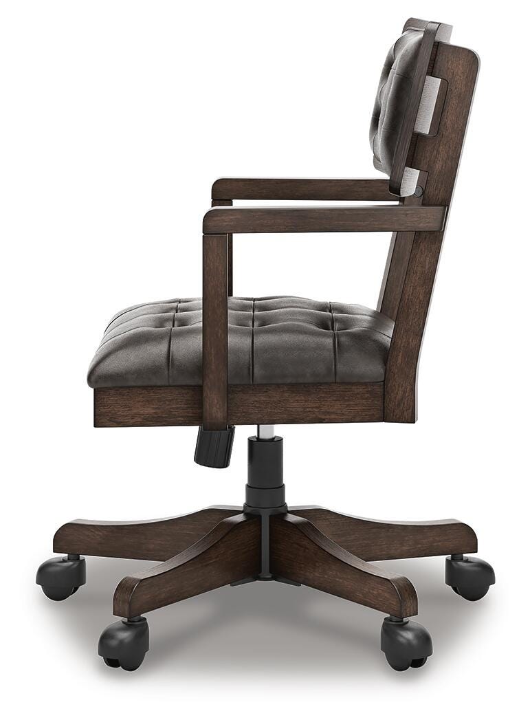 Breckington Home Office Desk Chair in Dark Brown, alternate side view