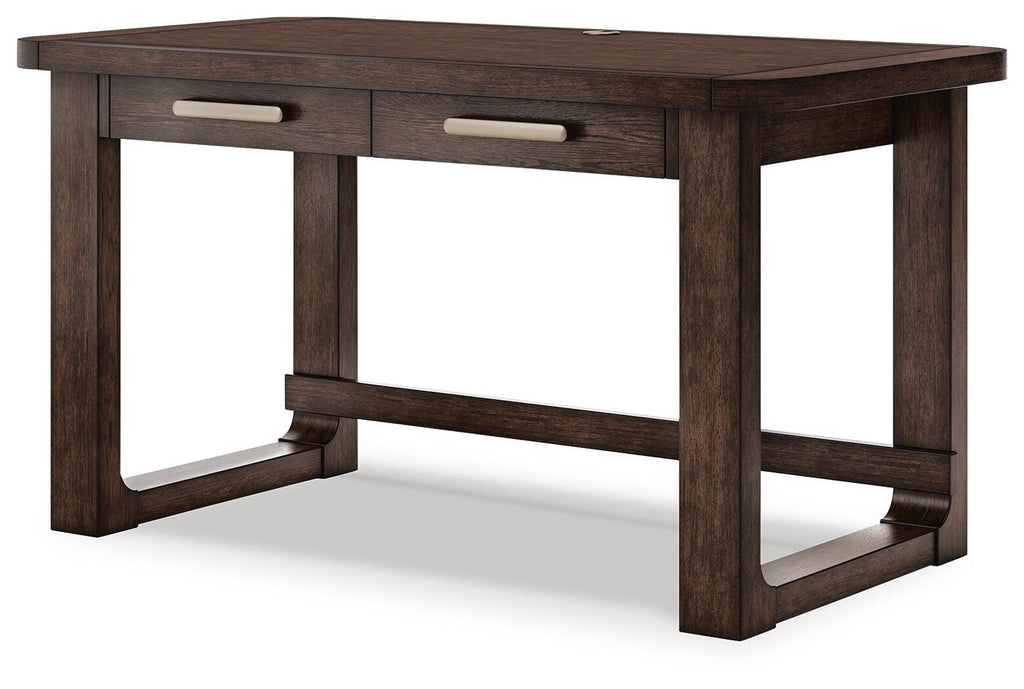 Breckington 56" Home Office Desk in Dark Brown, angle view