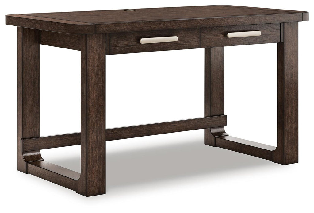 Breckington 56" Home Office Desk in Dark Brown, angle view