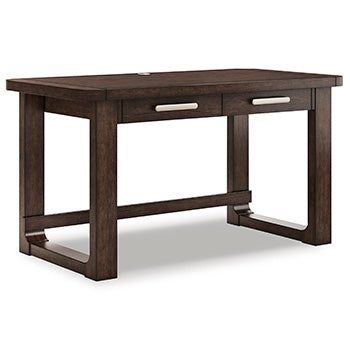 Breckington 56" Home Office Desk in Dark Brown, angle view