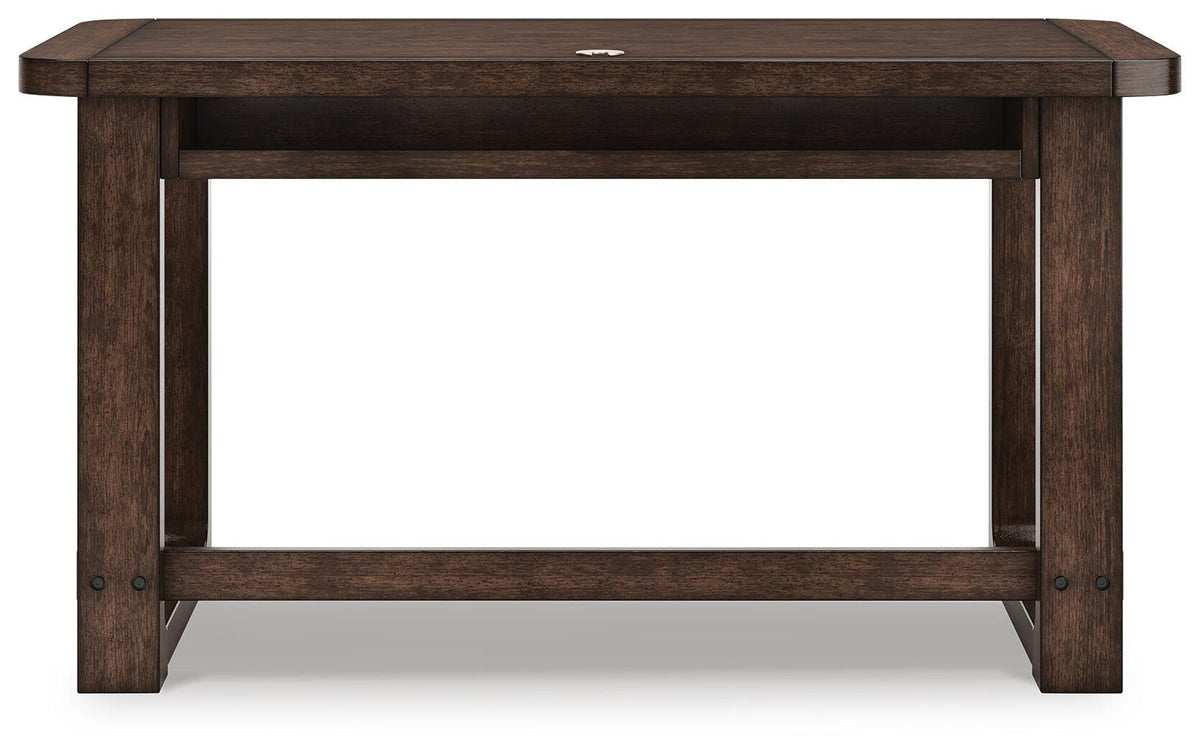 Breckington 56" Home Office Desk in Dark Brown, back view