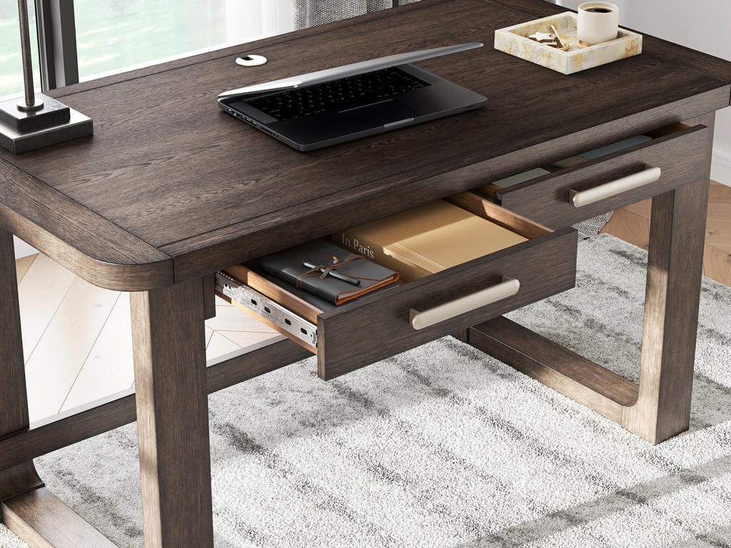 Breckington 56" Home Office Desk in Dark Brown, detail view