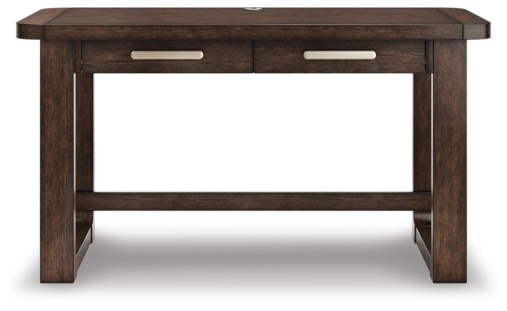 Breckington 56" Home Office Desk in Dark Brown, front view