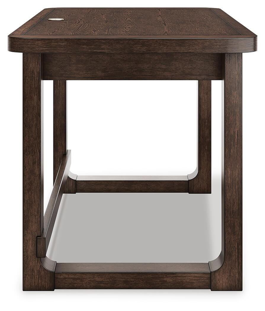 Breckington 56" Home Office Desk in Dark Brown, side view