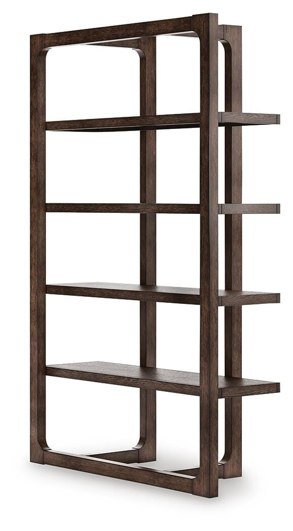 Breckington 76" Bookcase in Dark Brown, angle view