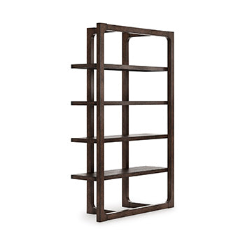 Breckington 76" Bookcase in Dark Brown, angle view