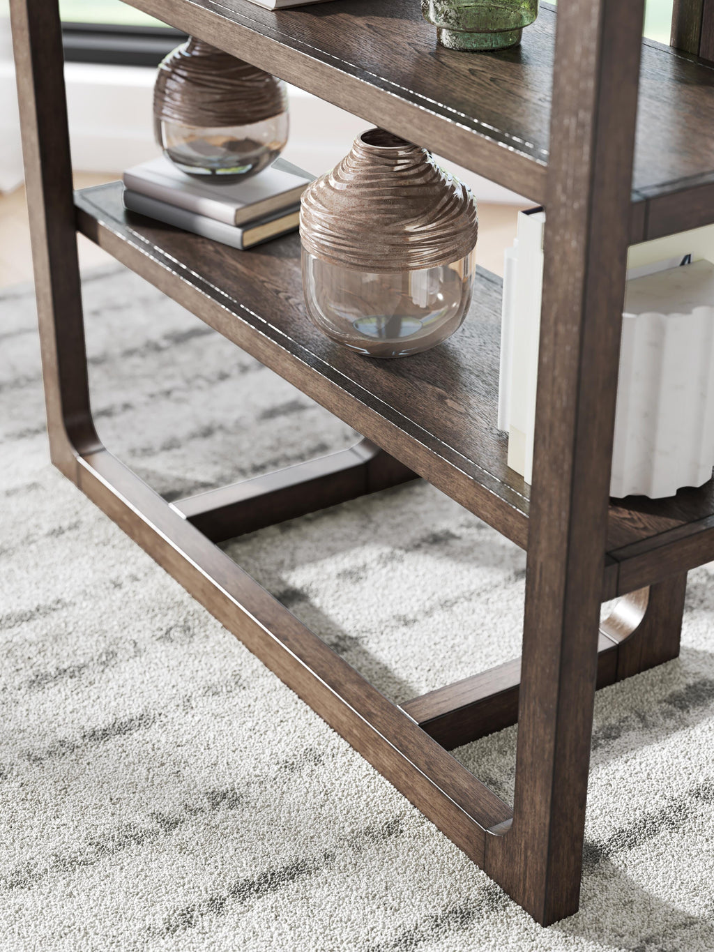 Breckington 76" Bookcase in Dark Brown, detail view