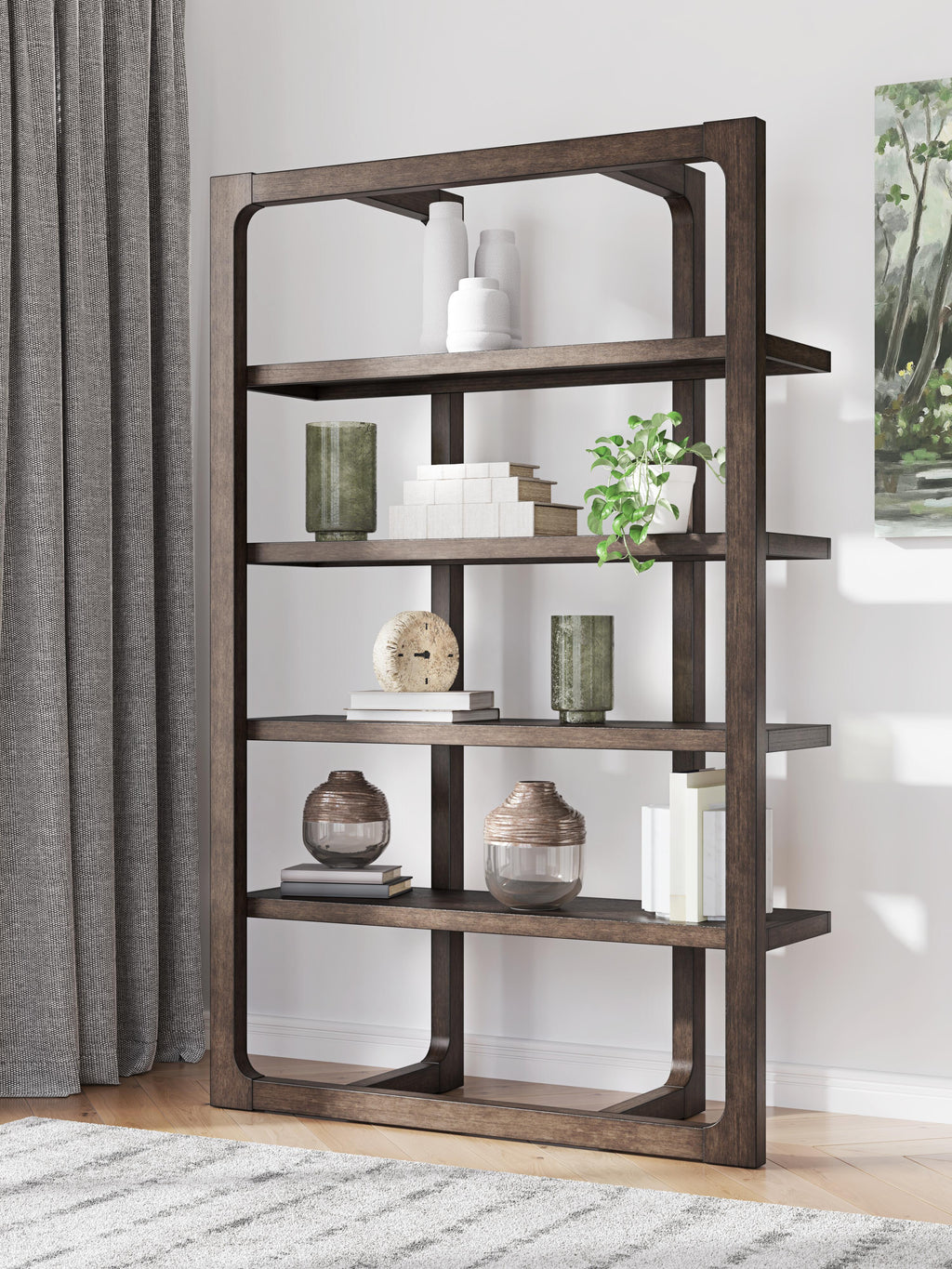 Breckington 76" Bookcase in Dark Brown, alternate view 3