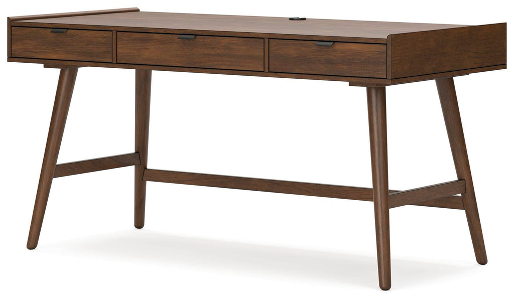 Lyncott 60" Home Office Desk in Brown, angle view