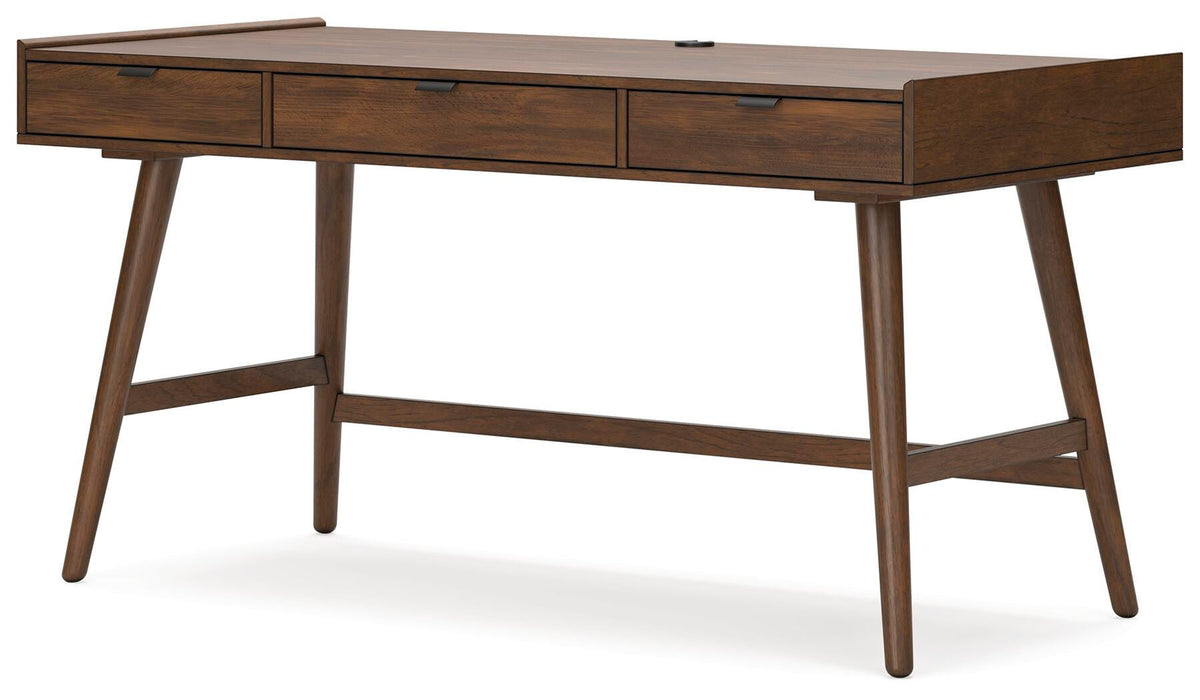 Lyncott 60" Home Office Desk in Brown, angle view