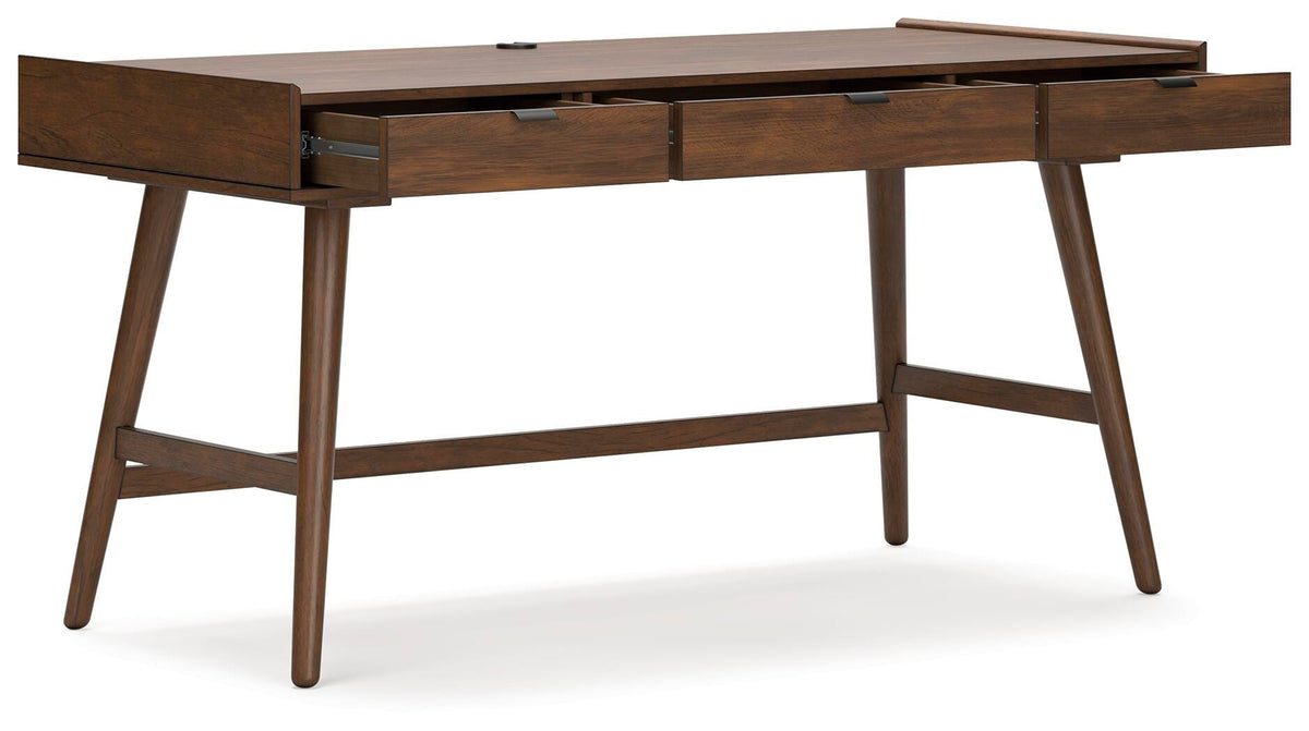 Lyncott 60" Home Office Desk in Brown, open view