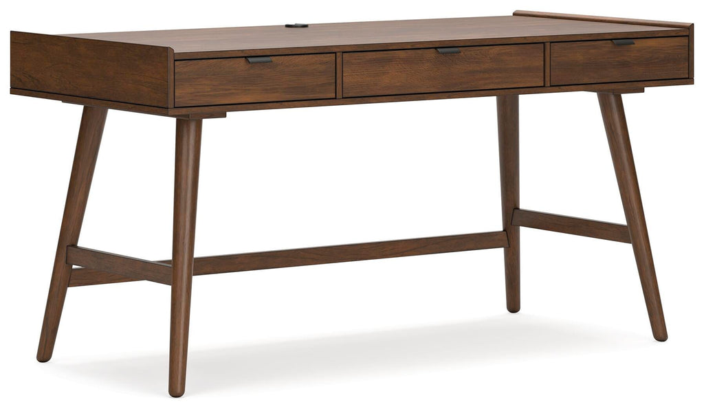 Lyncott 60" Home Office Desk in Brown, angle view