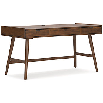 Lyncott 60" Home Office Desk in Brown, angle view
