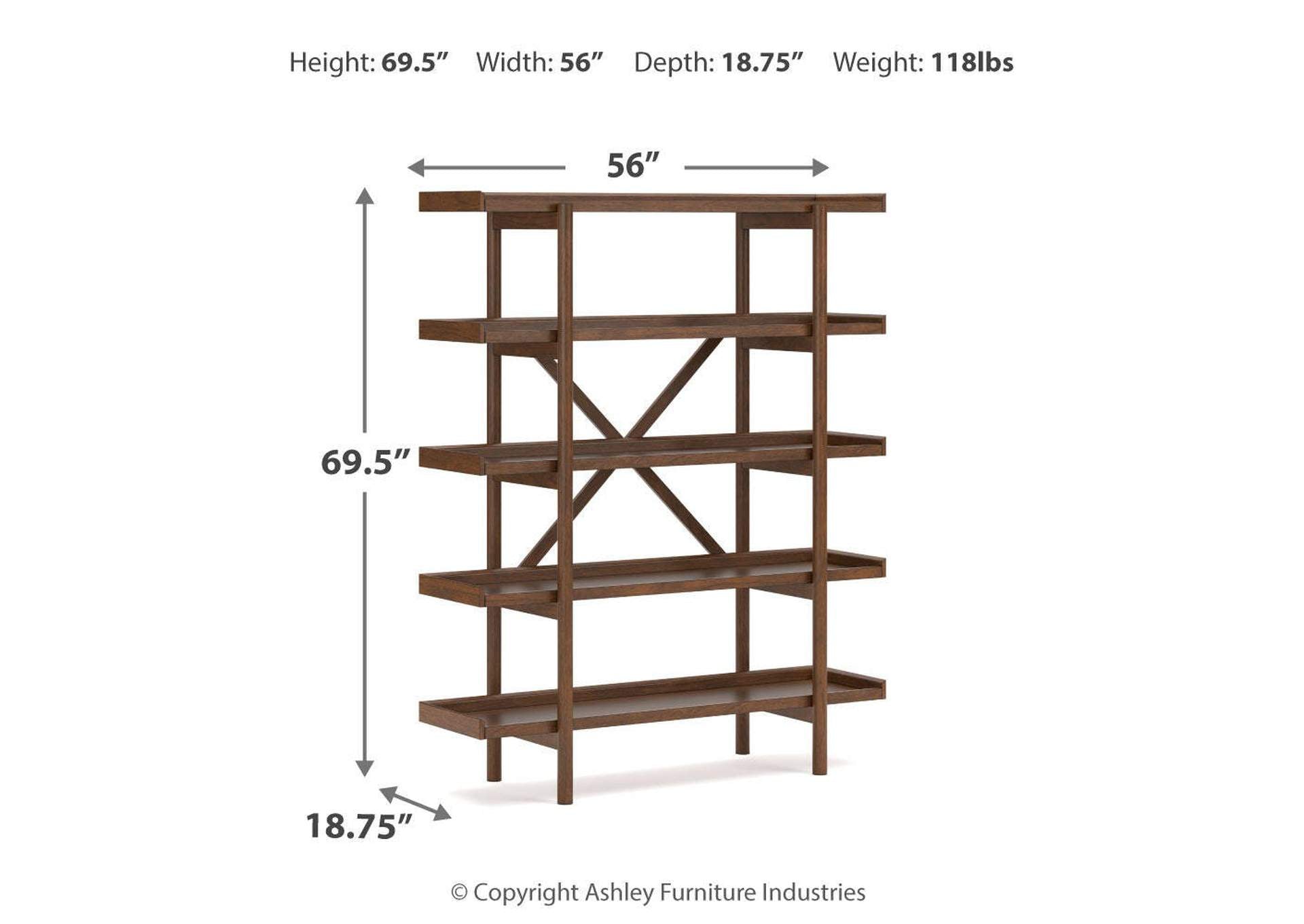 Lyncott 70" Bookcase dimensions