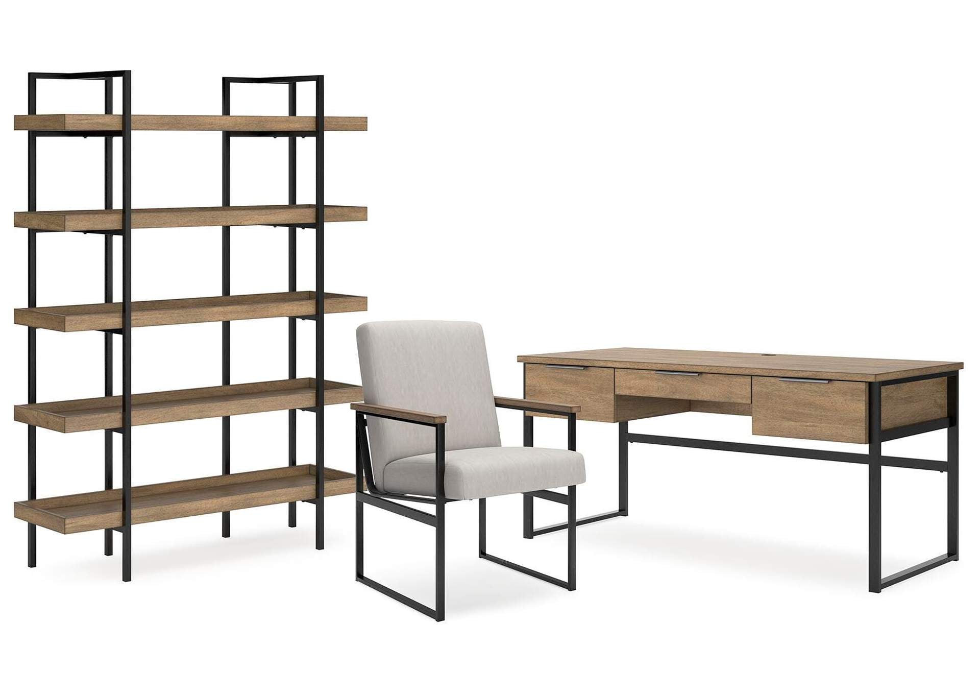 Montia Home Office Desk with Chair and Bookcase
