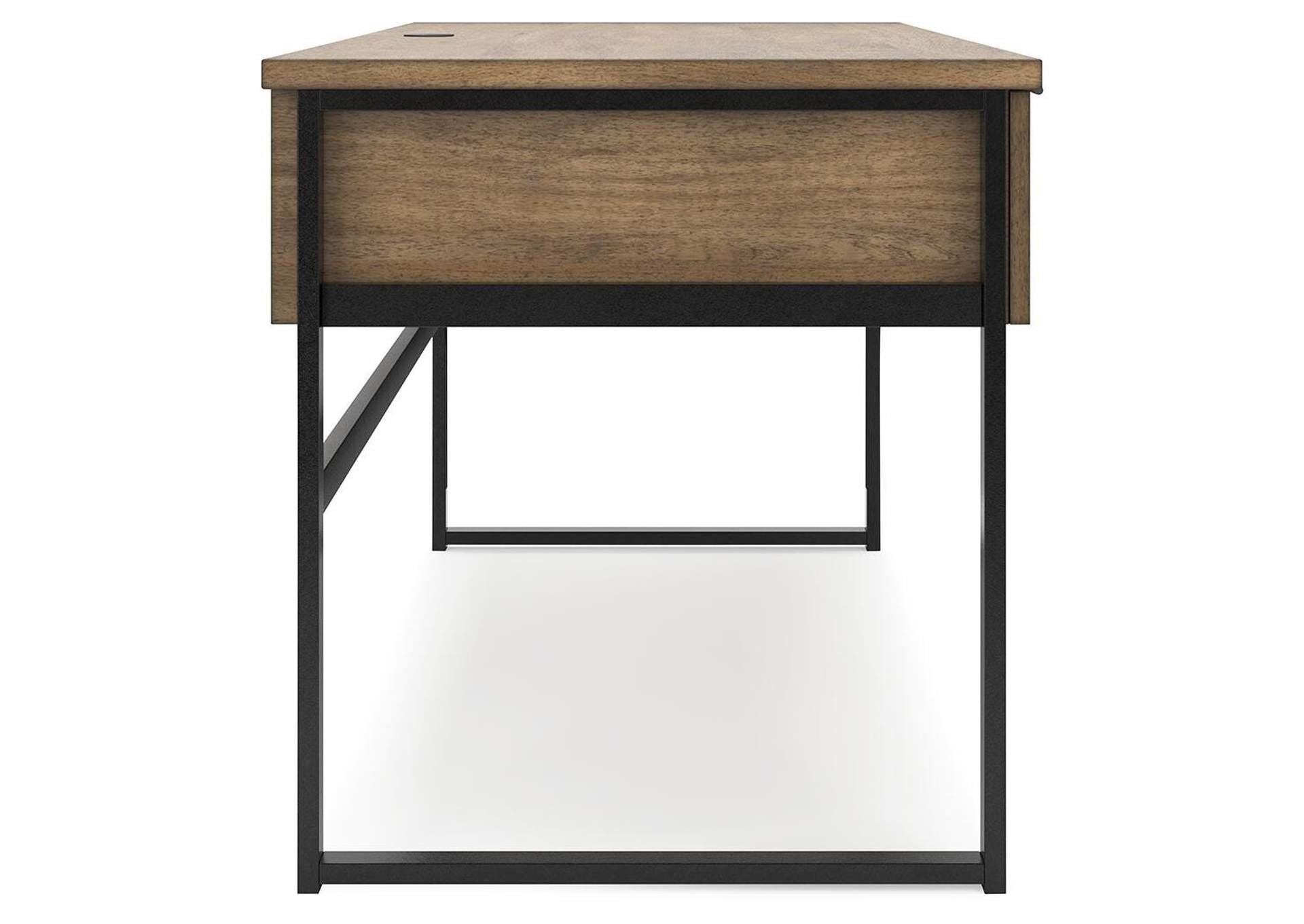 Montia Home Office Desk with Chair and Bookcase side view