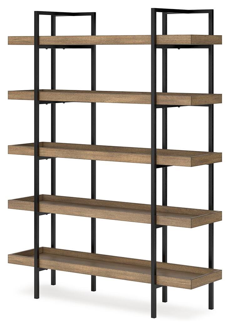 Montia 76" Bookcase in Light Brown, angle view