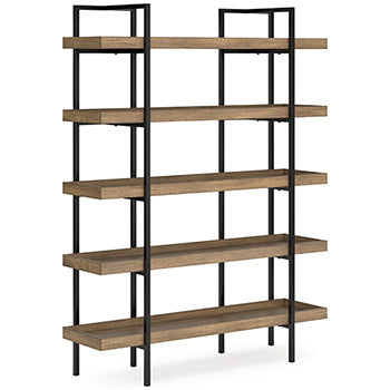 Montia 76" Bookcase in Light Brown, angle view