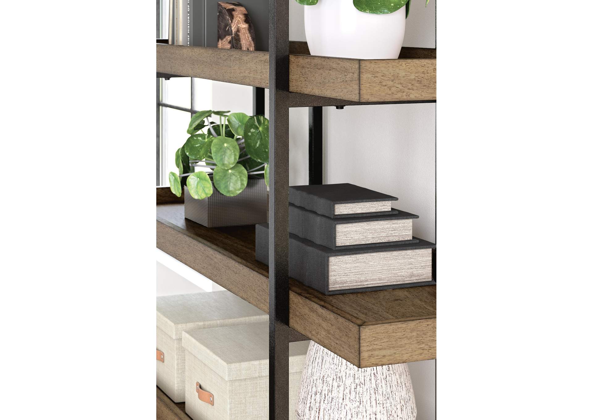 Montia Home Office Desk with Chair and Bookcase detail