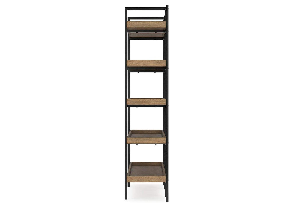 Montia Home Office Desk with Chair and Bookcase side view