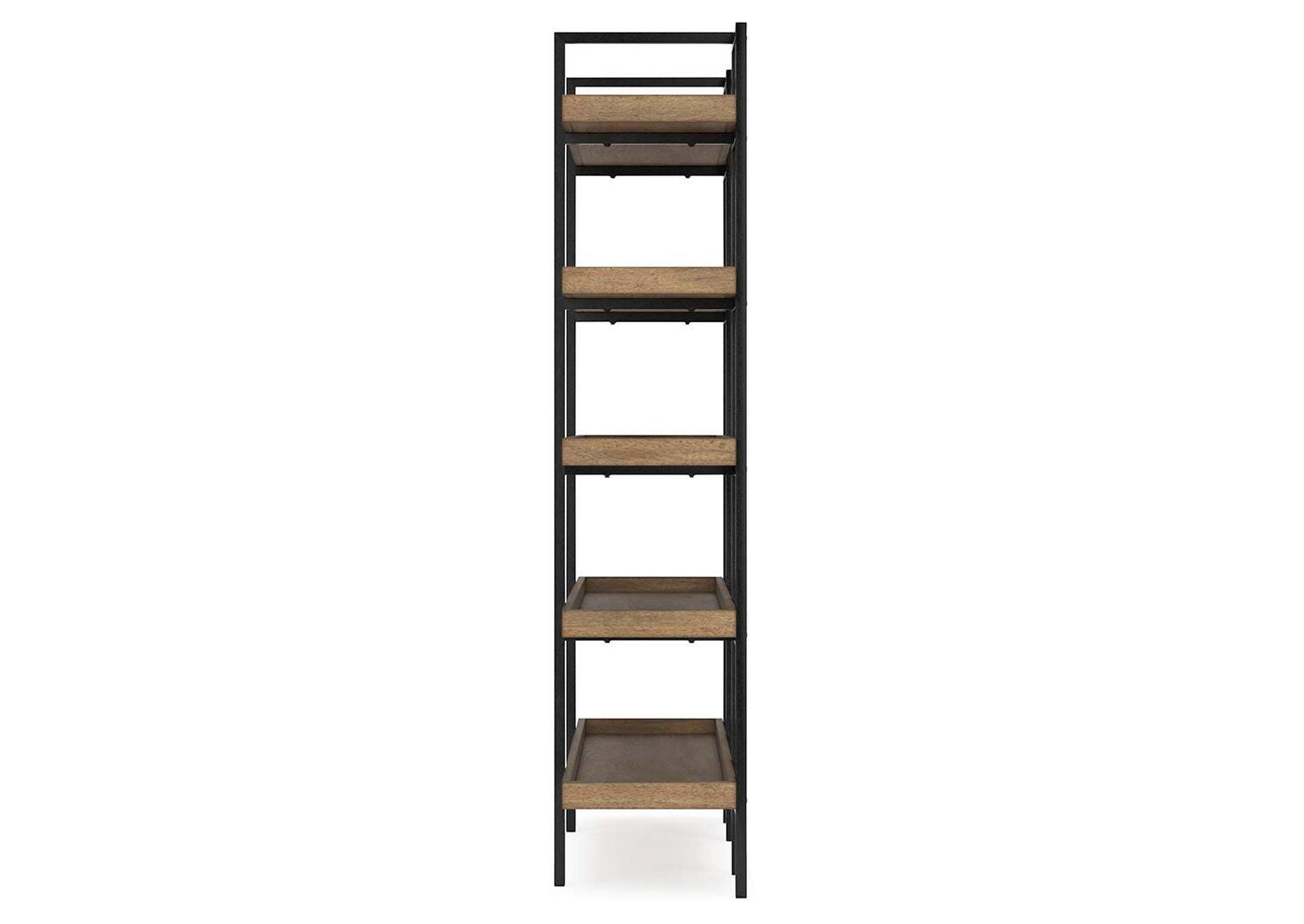 Montia Home Office Desk with Chair and Bookcase side view