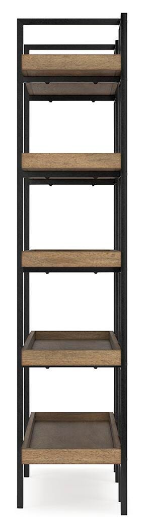 Montia 76" Bookcase in Light Brown, alternate side view