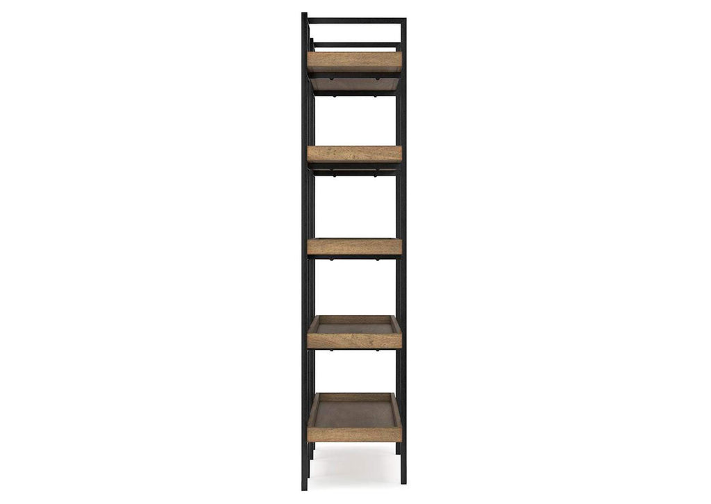 Montia Home Office Desk with Chair and Bookcase side view