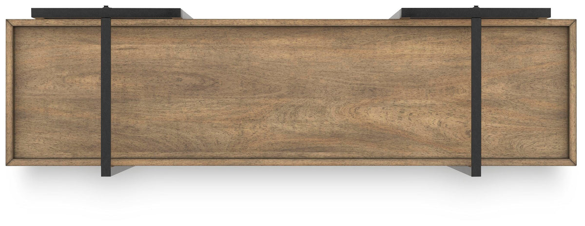 Montia 76" Bookcase in Light Brown, top view