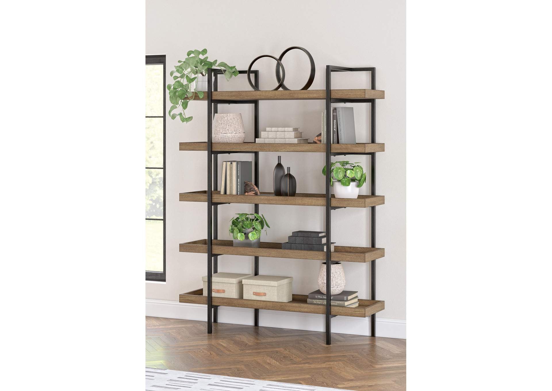 Montia Home Office Desk with Chair and Bookcase