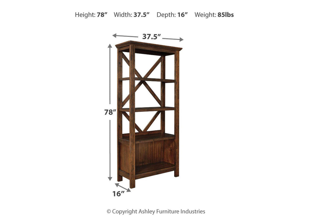 Baldridge 75" Bookcase dimensions