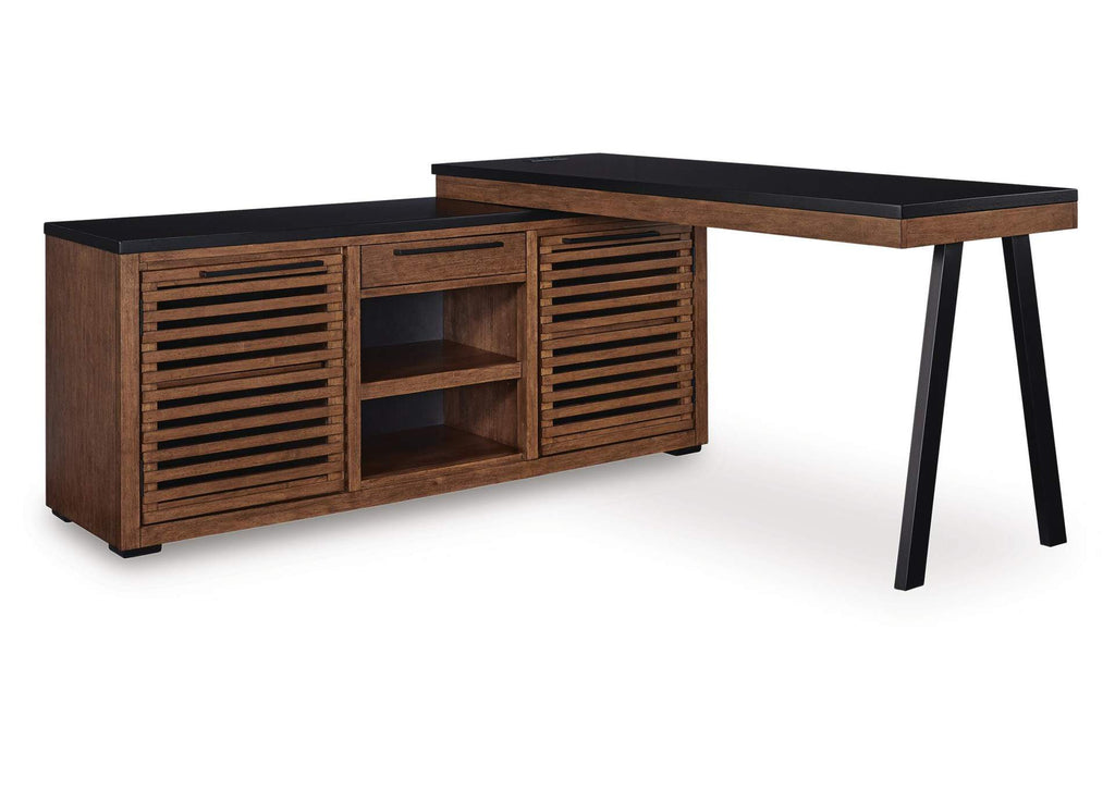 Kallari Credenza with Desk Return angled view