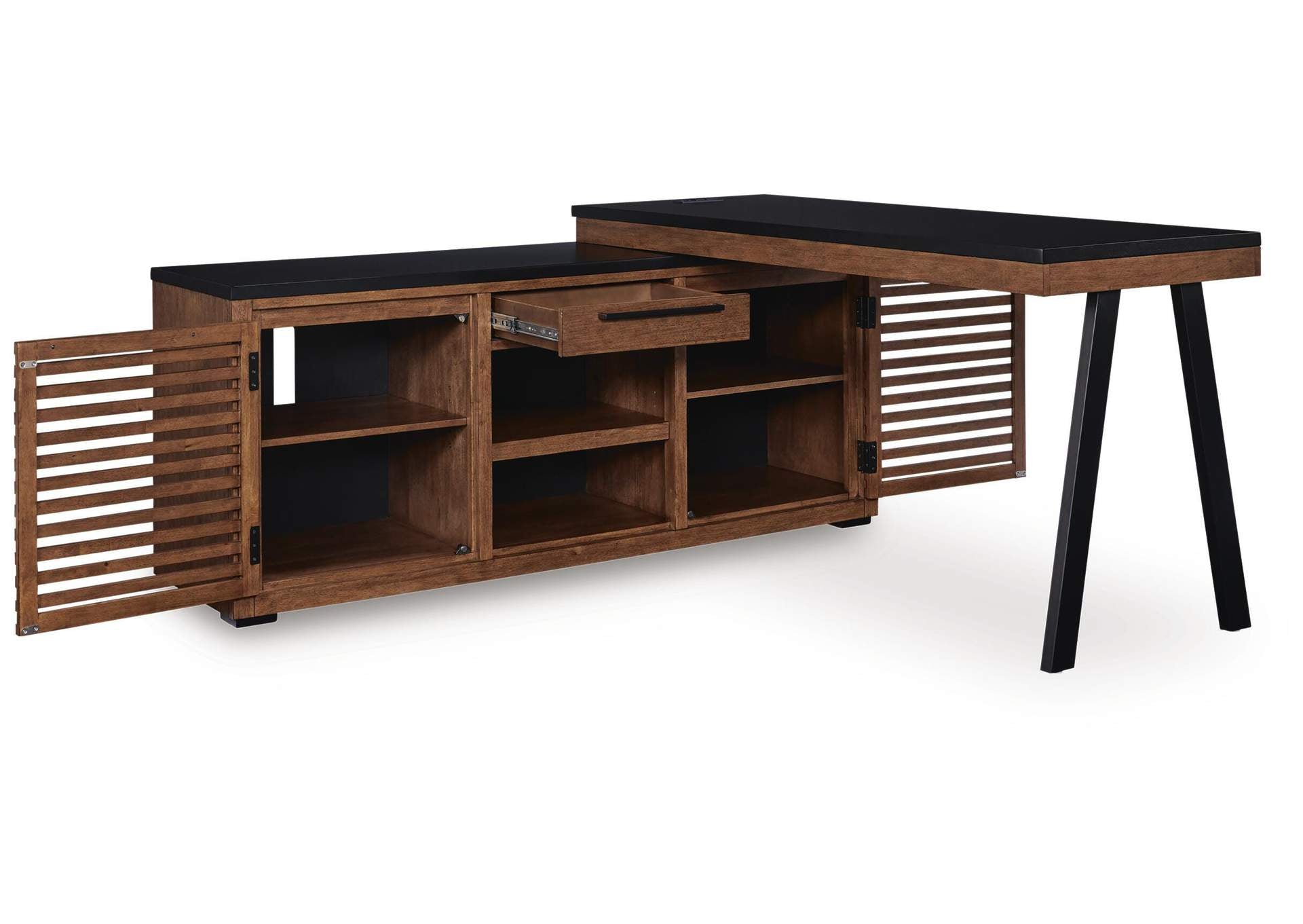 Kallari Credenza with Desk Return angled view
