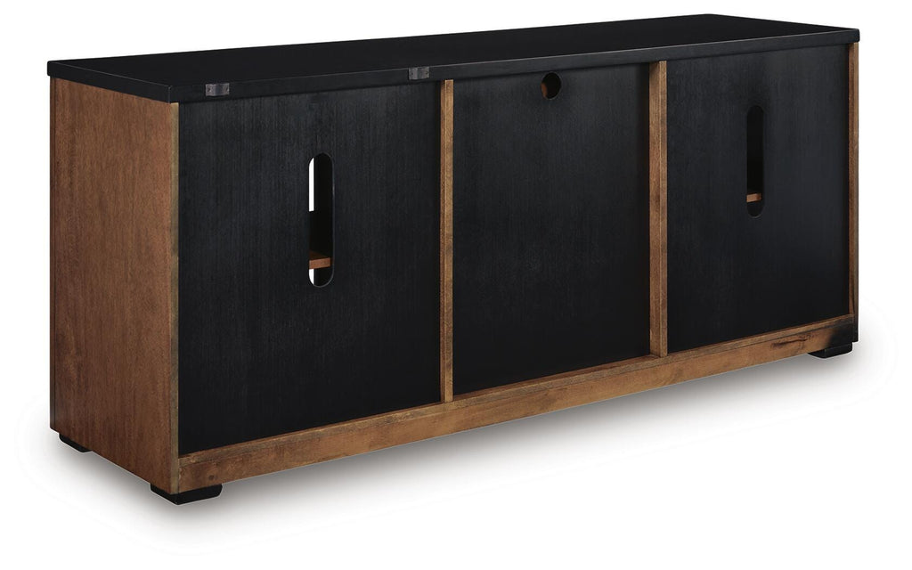 Kallari Credenza in Warm Brown/Black, back view