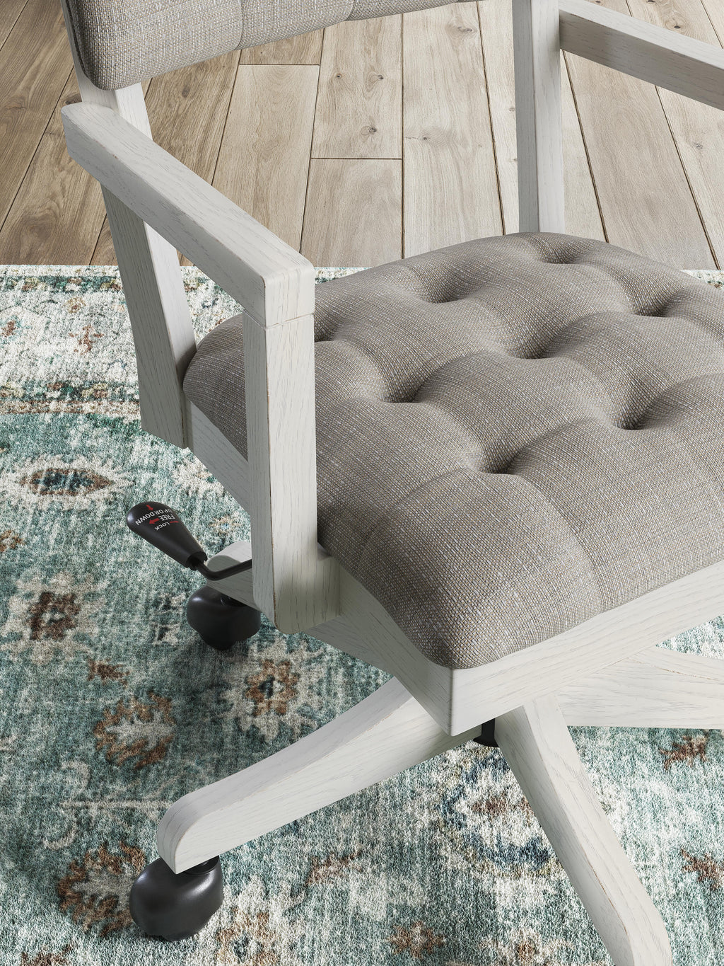Robbinsdale Home Office Desk Chair in Antique White, detail view