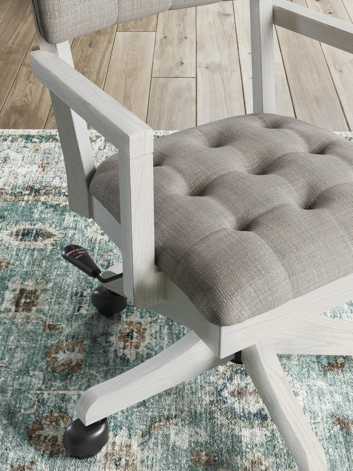 Robbinsdale Home Office Desk Chair in Antique White, detail view