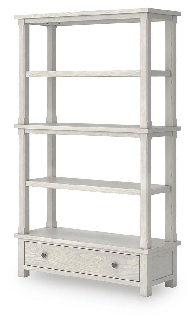 Robbinsdale 75" Bookcase in Antique White, angle view