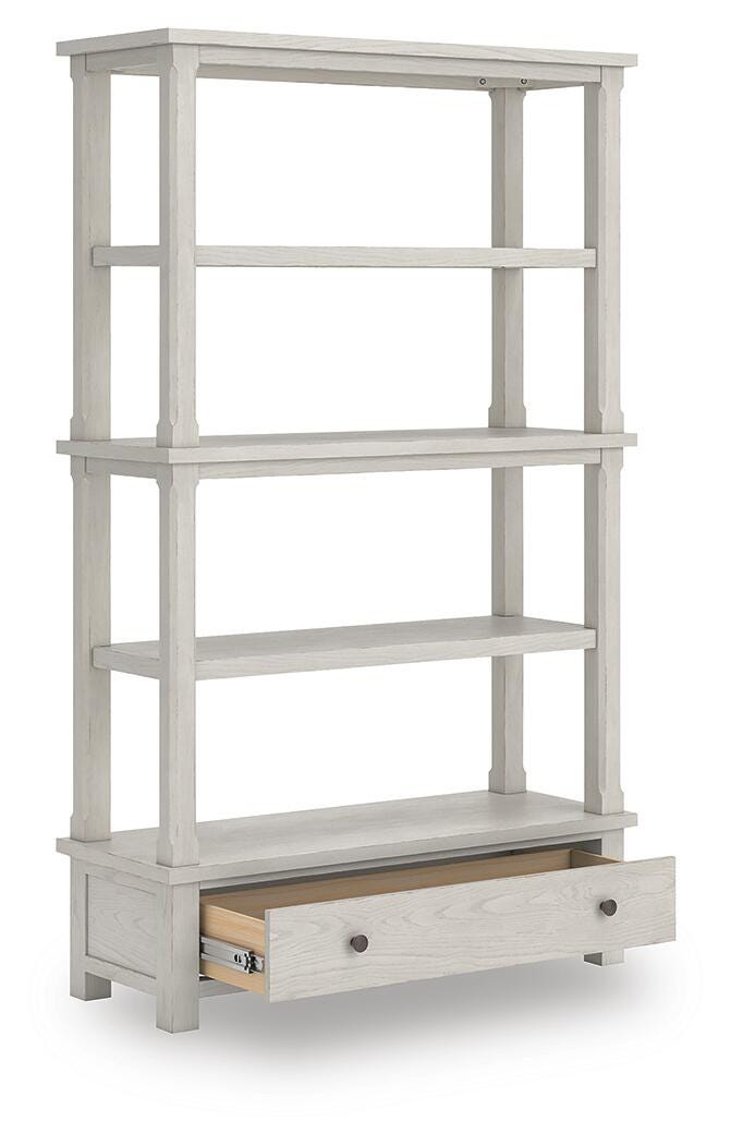 Robbinsdale 75" Bookcase in Antique White, open view