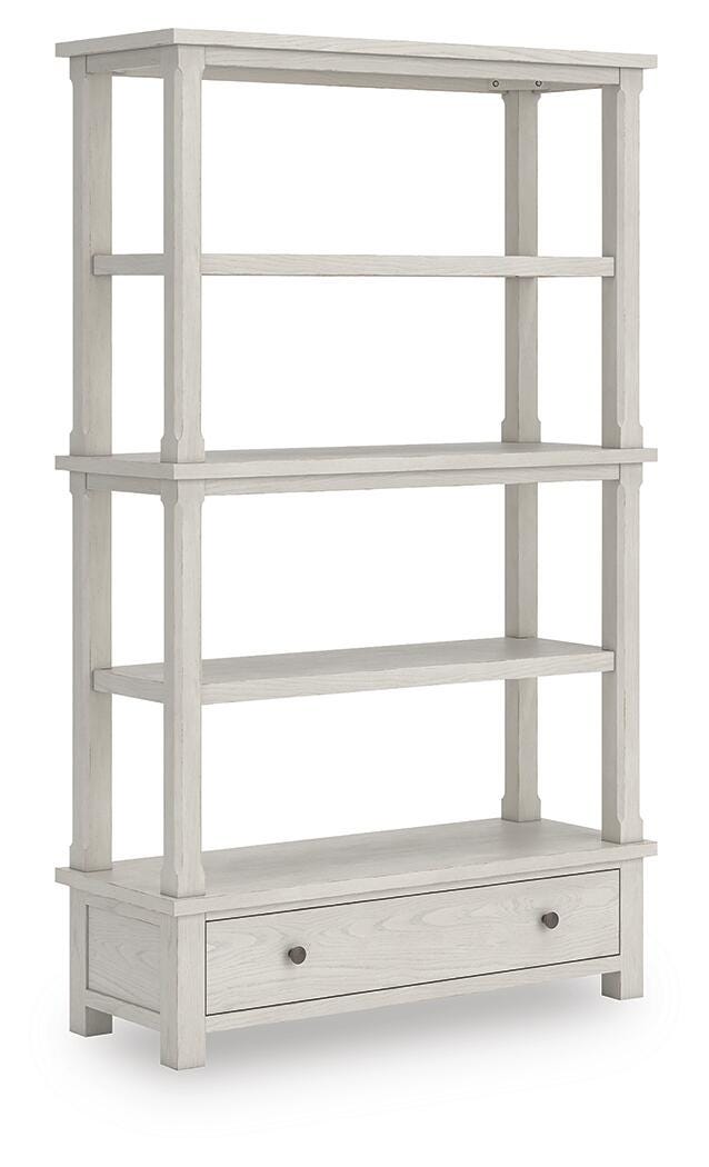 Robbinsdale 75" Bookcase in Antique White, angle view