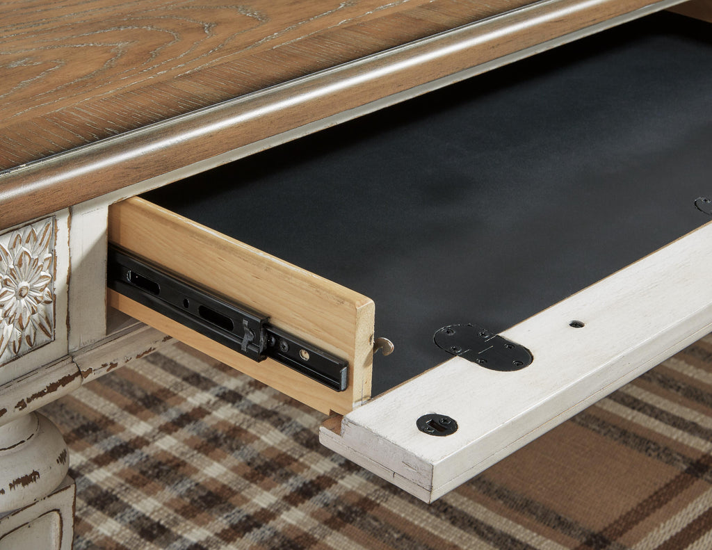 Realyn 60" Home Office Desk in White/Brown, detail view