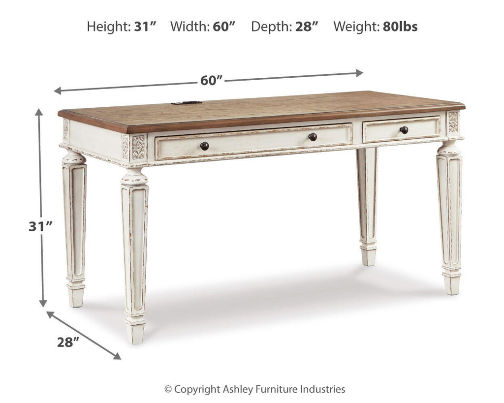 Realyn 60" Home Office Desk in White/Brown, alternate view 5