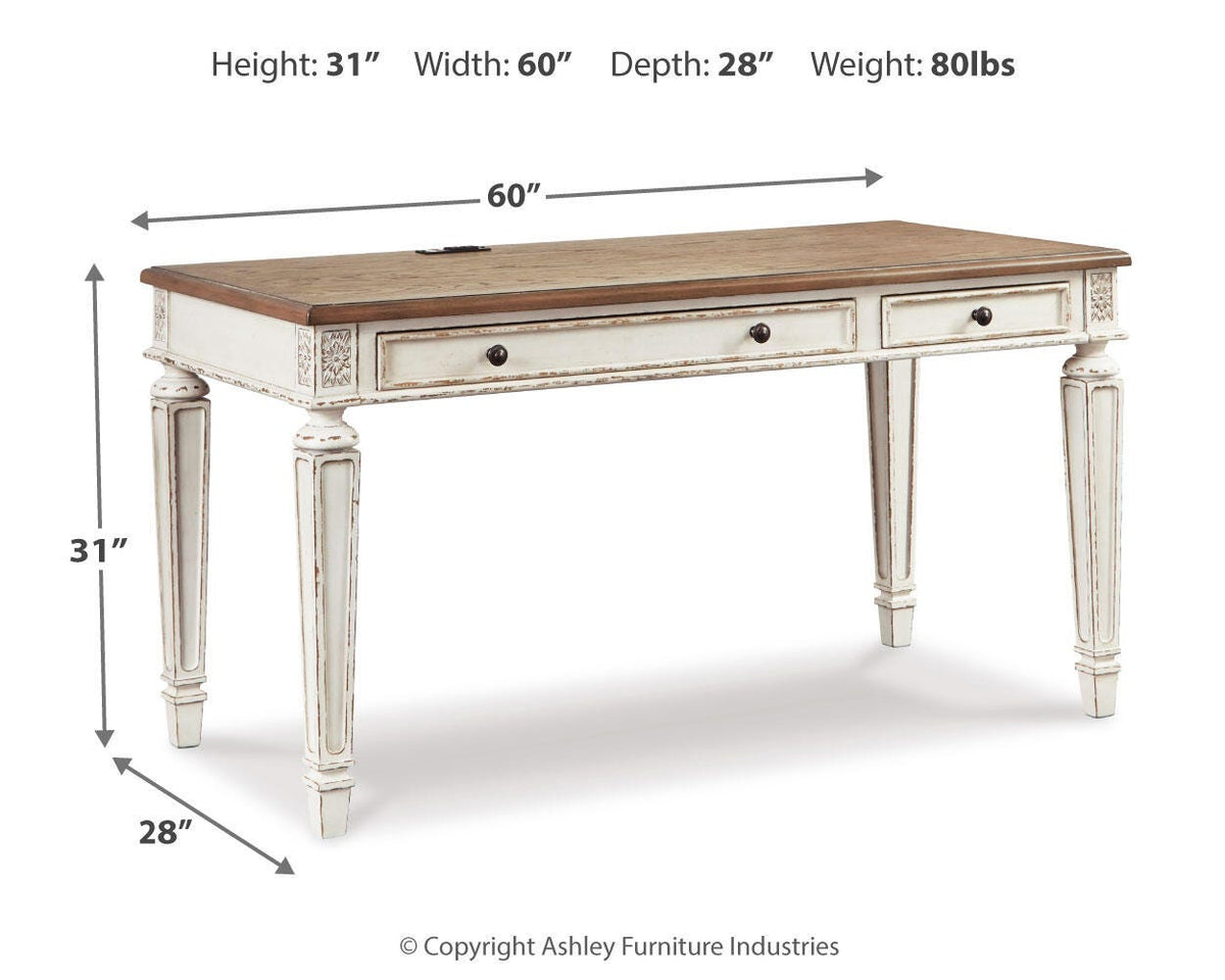 Realyn 60" Home Office Desk in White/Brown, alternate view 5