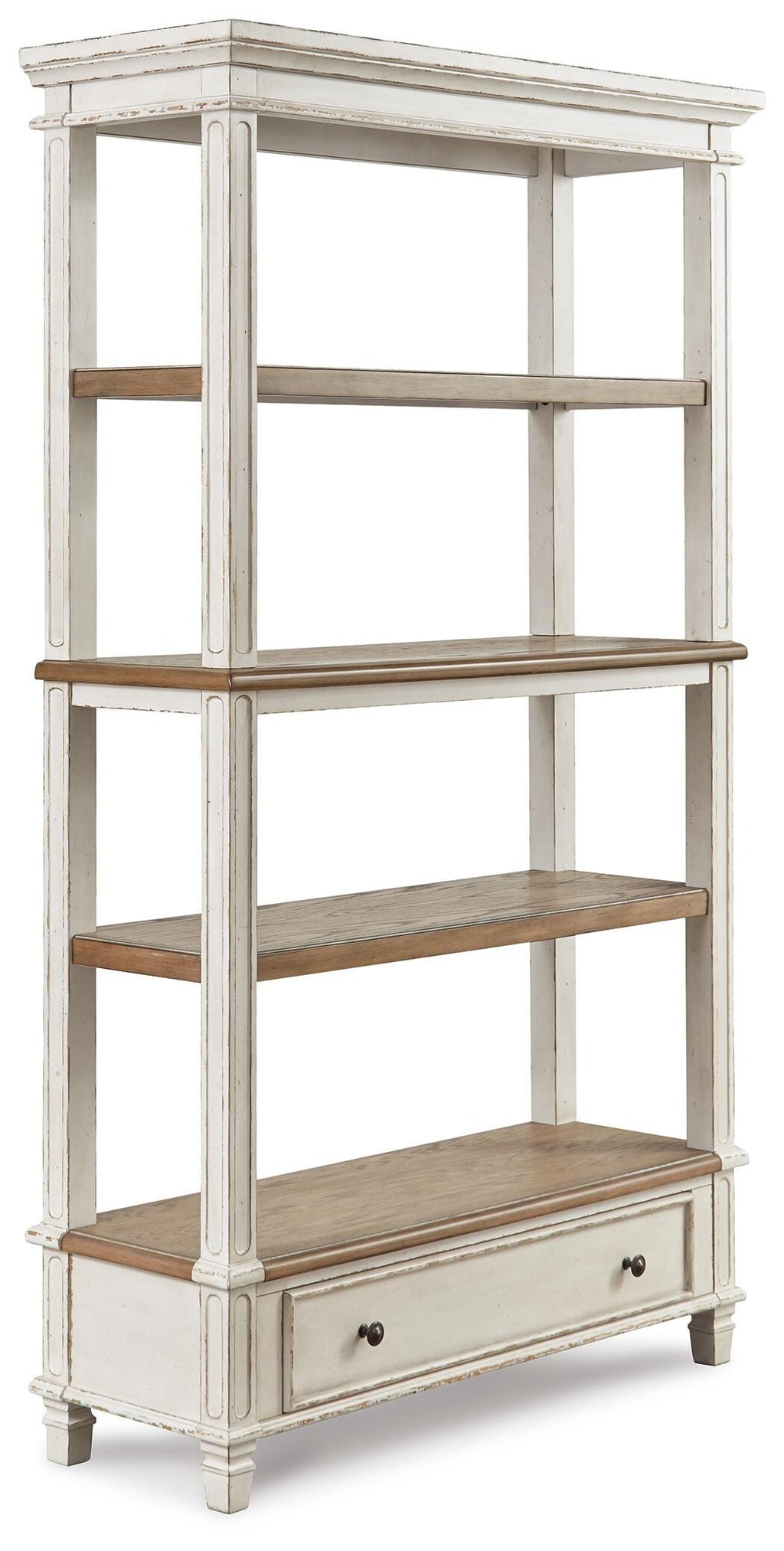 Realyn 75" Bookcase in Brown/White, angle view