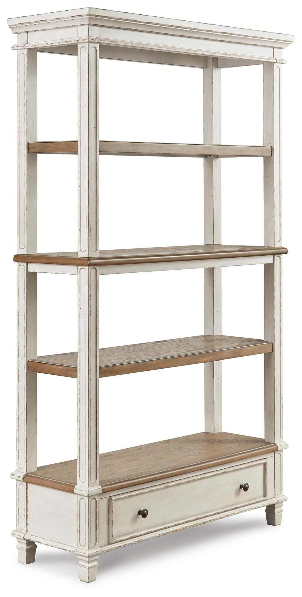 Realyn 75" Bookcase in Brown/White, angle view