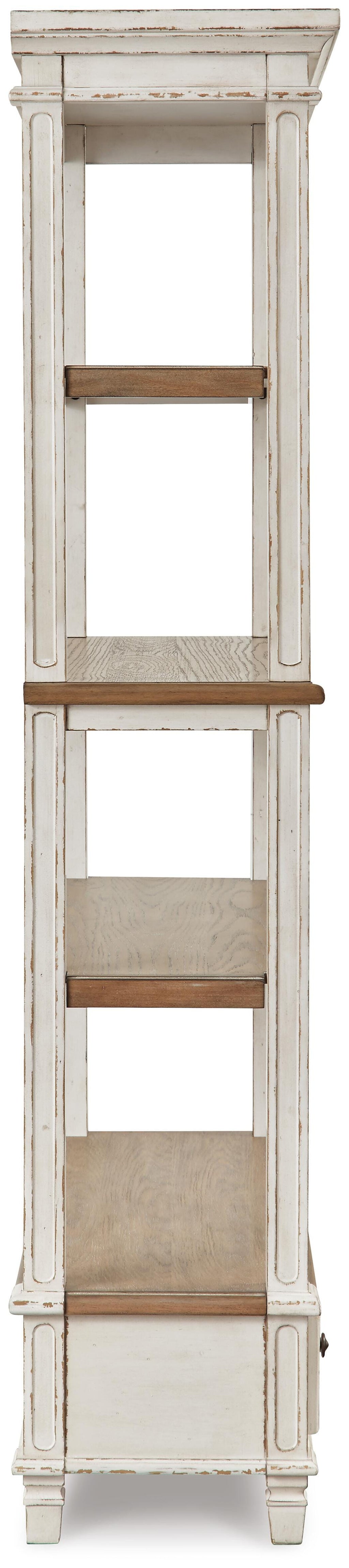 Realyn 75" Bookcase in Brown/White, side view